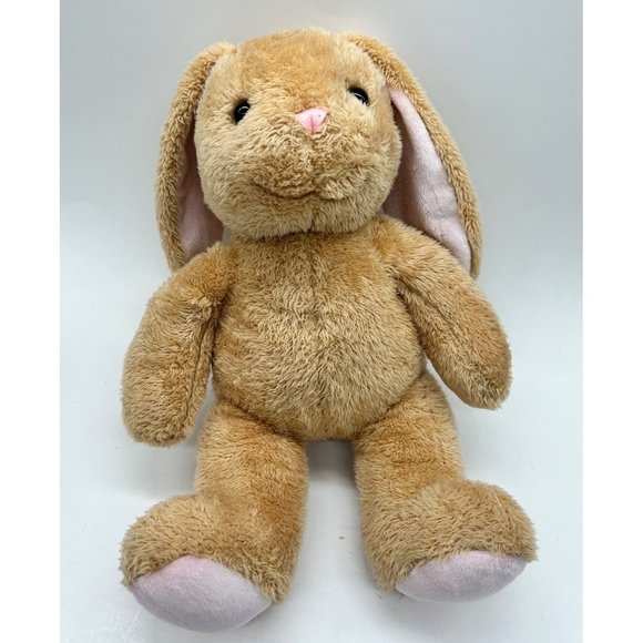 Vintage Build a Bear Easter Bunny Rabbit 15" Tan Pink Ears Feet Nose Plush Stuff - Picture 1 of 10